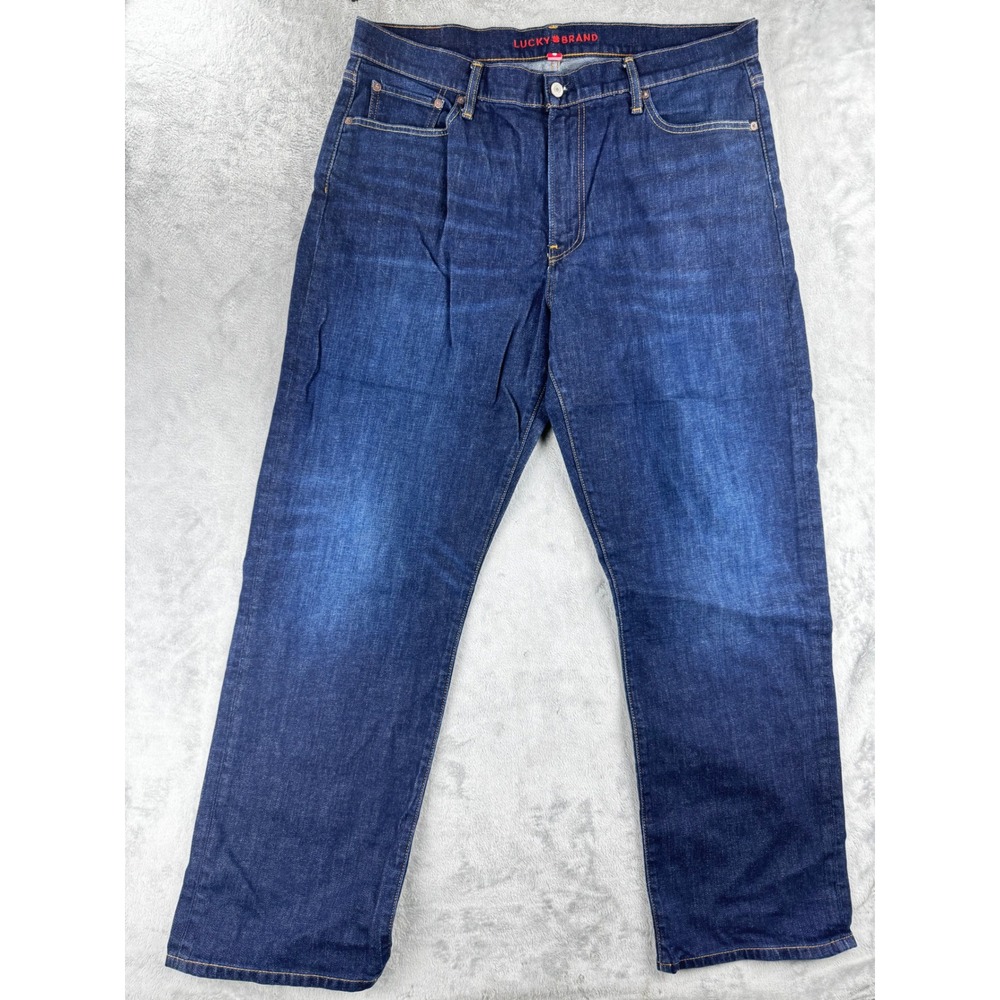 Lucky Brand Mens 181 Relaxed Straight Jeans 38x32 Dark Wash Blue Denim